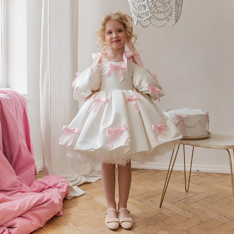 Satin Bow Short Sleeve Regular Dresses - image 2