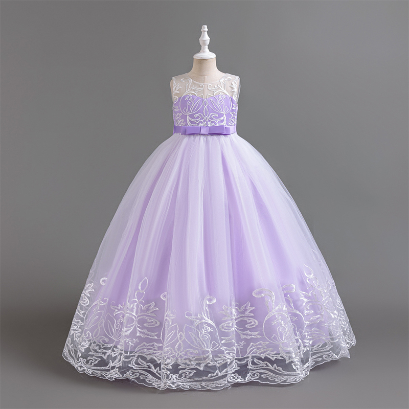 Mesh Applique Sleeveless Maxi Dresses - Purple - 12-13Y - image 8