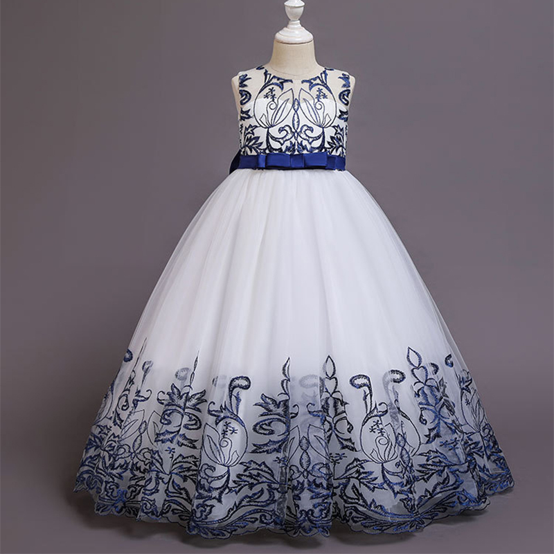 Mesh Applique Sleeveless Maxi Dresses - Navy Blue - 12-13Y - image 13