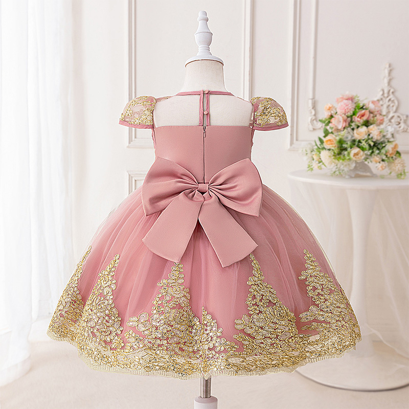 Mesh Lace Bow Lace Short Sleeve Mid-long Dresses - image 2