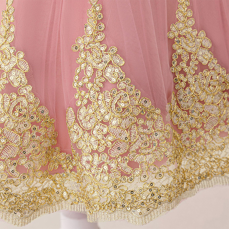 Mesh Lace Bow Lace Short Sleeve Mid-long Dresses - image 6