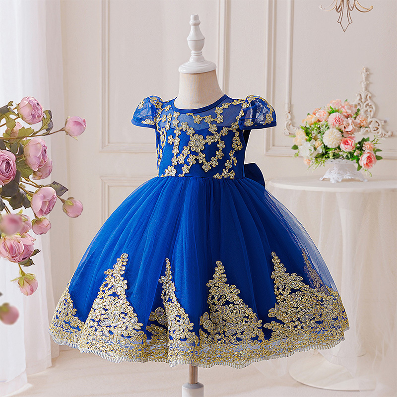 Mesh Lace Bow Lace Short Sleeve Mid-long Dresses - image 10