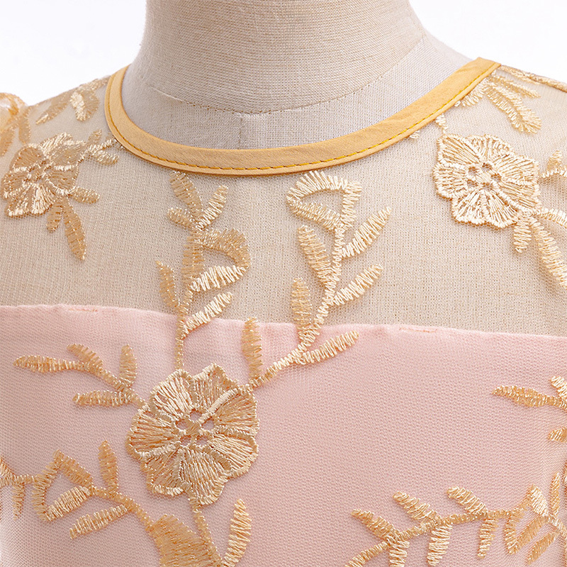 Mesh Lace Bow Lace Imitation Pearls Short Sleeve Mid-long Dresses - image 13