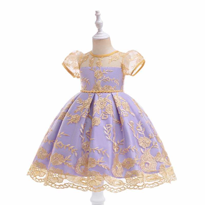 Mesh Lace Bow Lace Imitation Pearls Short Sleeve Mid-long Dresses - image 18