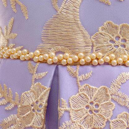 Mesh Lace Bow Lace Imitation Pearls Short Sleeve Mid-long Dresses - image 21