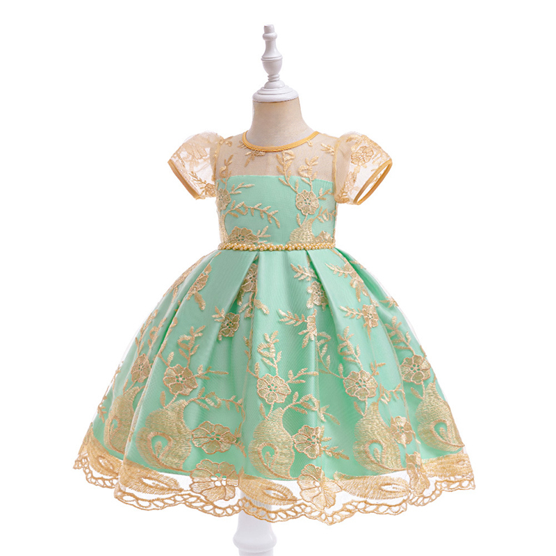 Mesh Lace Bow Lace Imitation Pearls Short Sleeve Mid-long Dresses - image 26