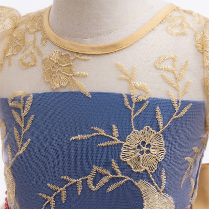 Mesh Lace Bow Lace Imitation Pearls Short Sleeve Mid-long Dresses - image 36