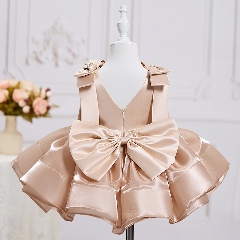 Organza Bow Imitation Pearls Sleeveless Midi Dresses - image 2