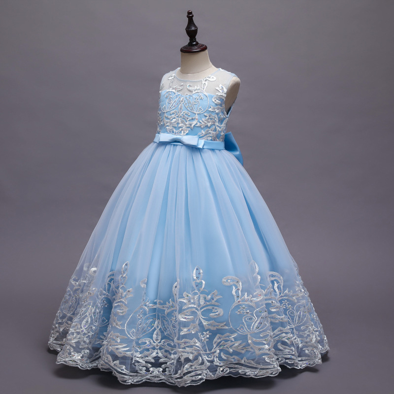 Mesh Lace Bow Lace Sleeveless Long Dresses - image 3