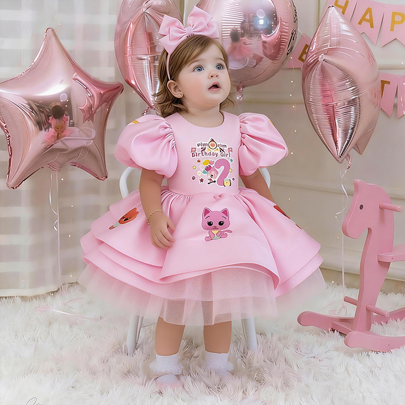 Satin Bow Printing Short Sleeve Short Dresses - image 4