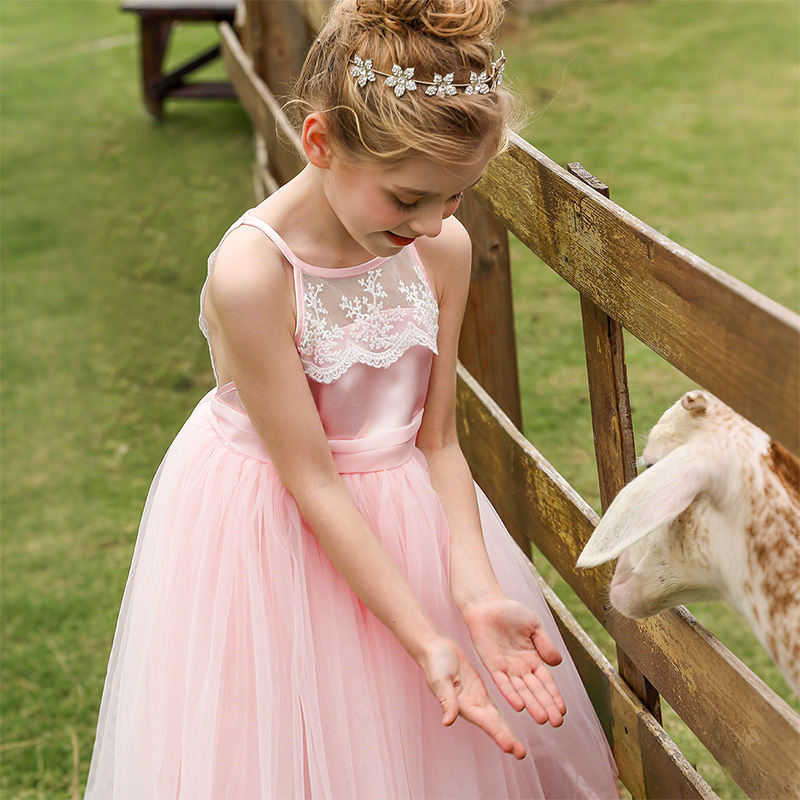 Mesh Lace Bow Lace Sleeveless Mid-long Dresses - image 2