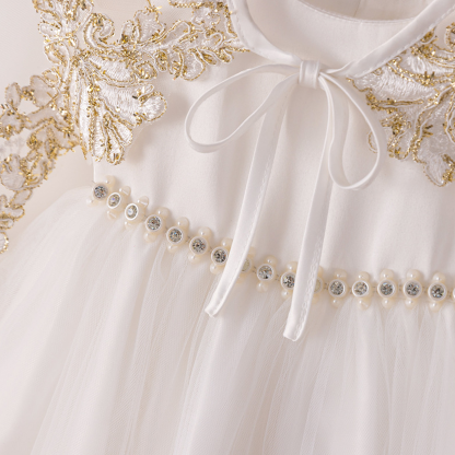 Mesh Lace Edge Pearl Sleeveless Midi Dresses - image 6