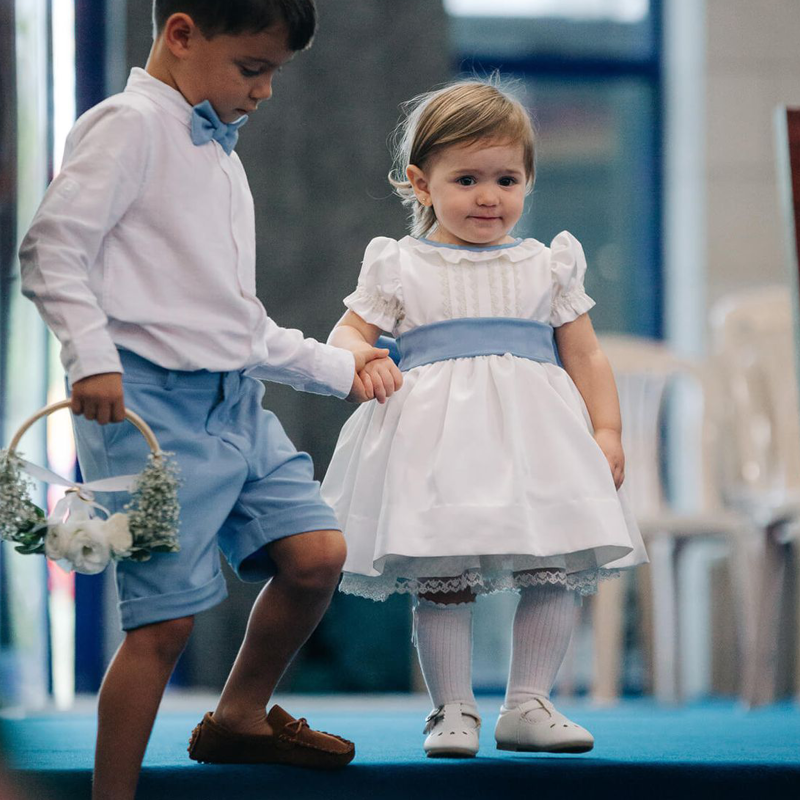 Satin Bow Short Sleeve Midi Dresses - Blue - 15-16Y - image 9