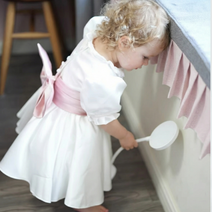 Satin Bow Short Sleeve Midi Dresses - image 4