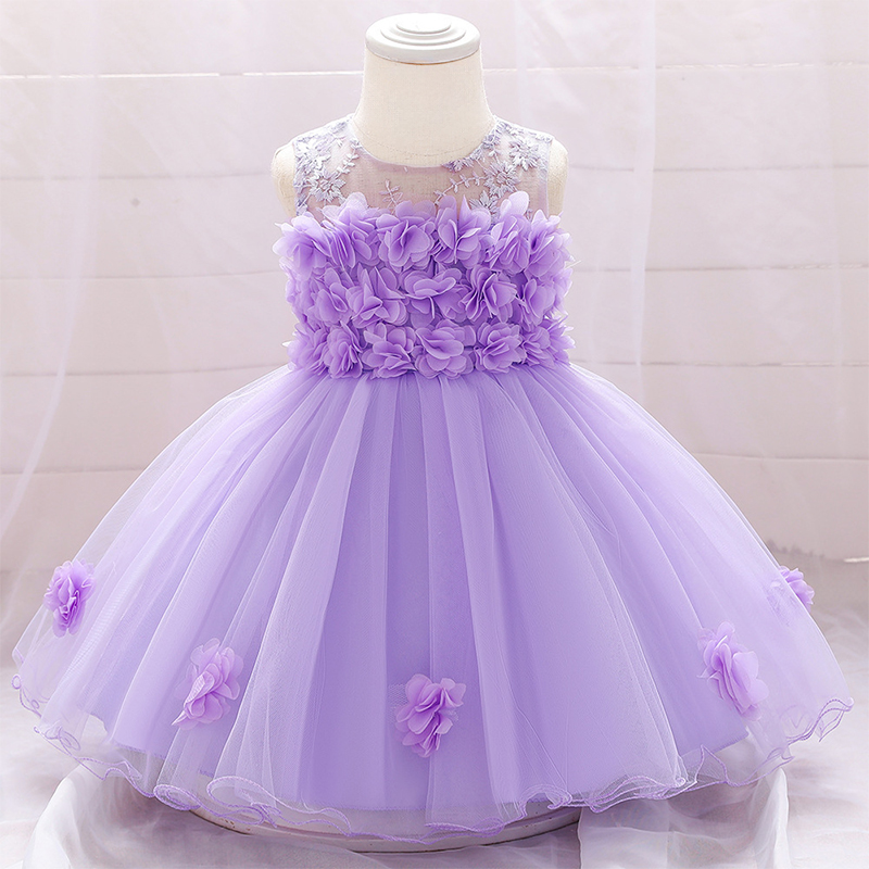 Mesh Rosette Sleeveless Midi Dresses - Purple - 1-2Y - image 31