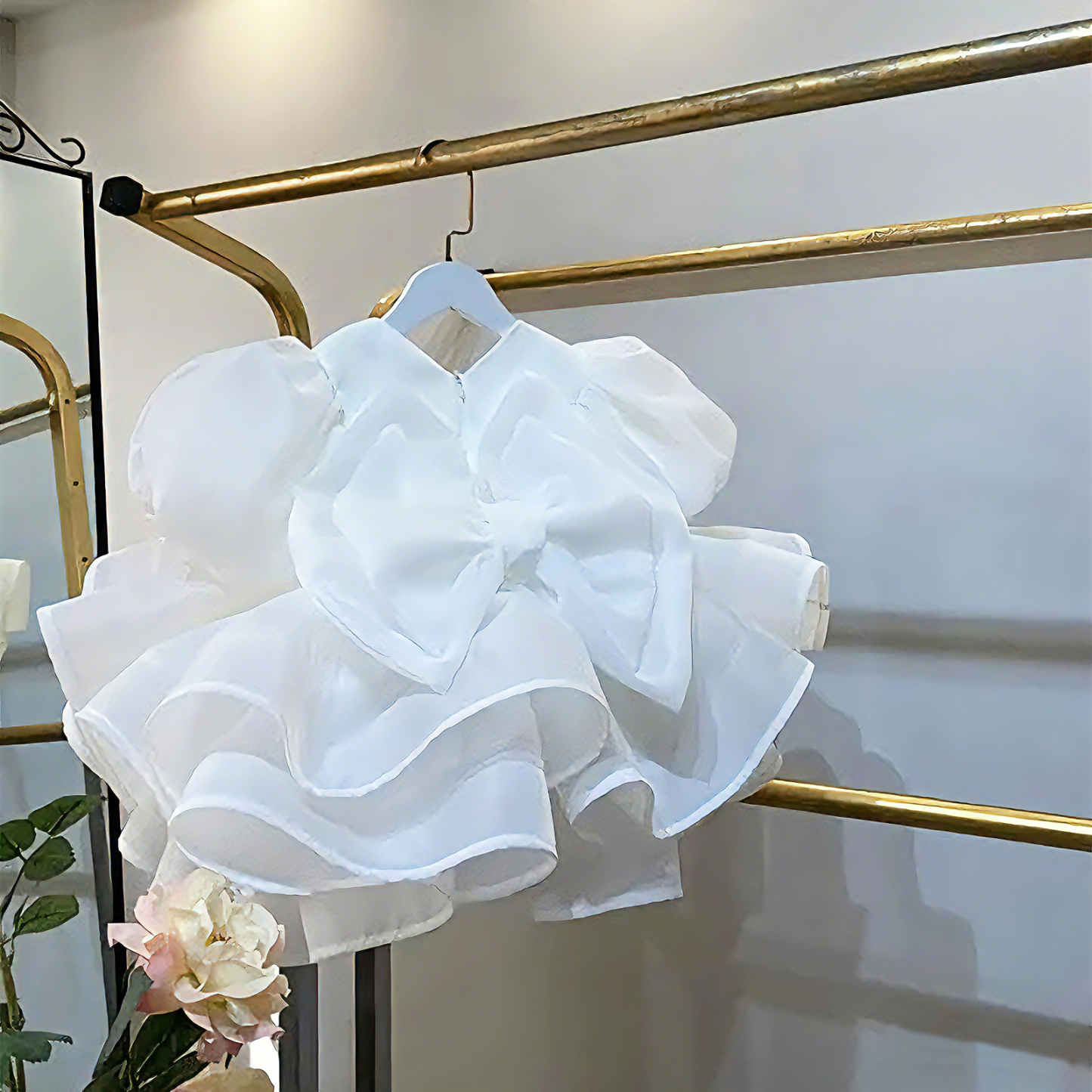 Organza Folds Bow Short Sleeve Midi Dresses - image 4