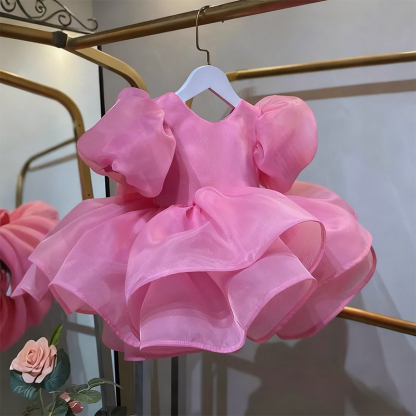 Organza Folds Bow Short Sleeve Midi Dresses - image 2