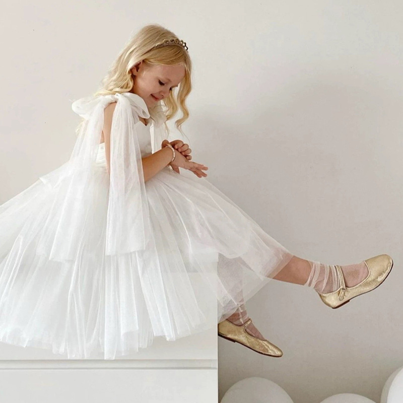 Mesh Bow Sleeveless Midi Dresses - image 1