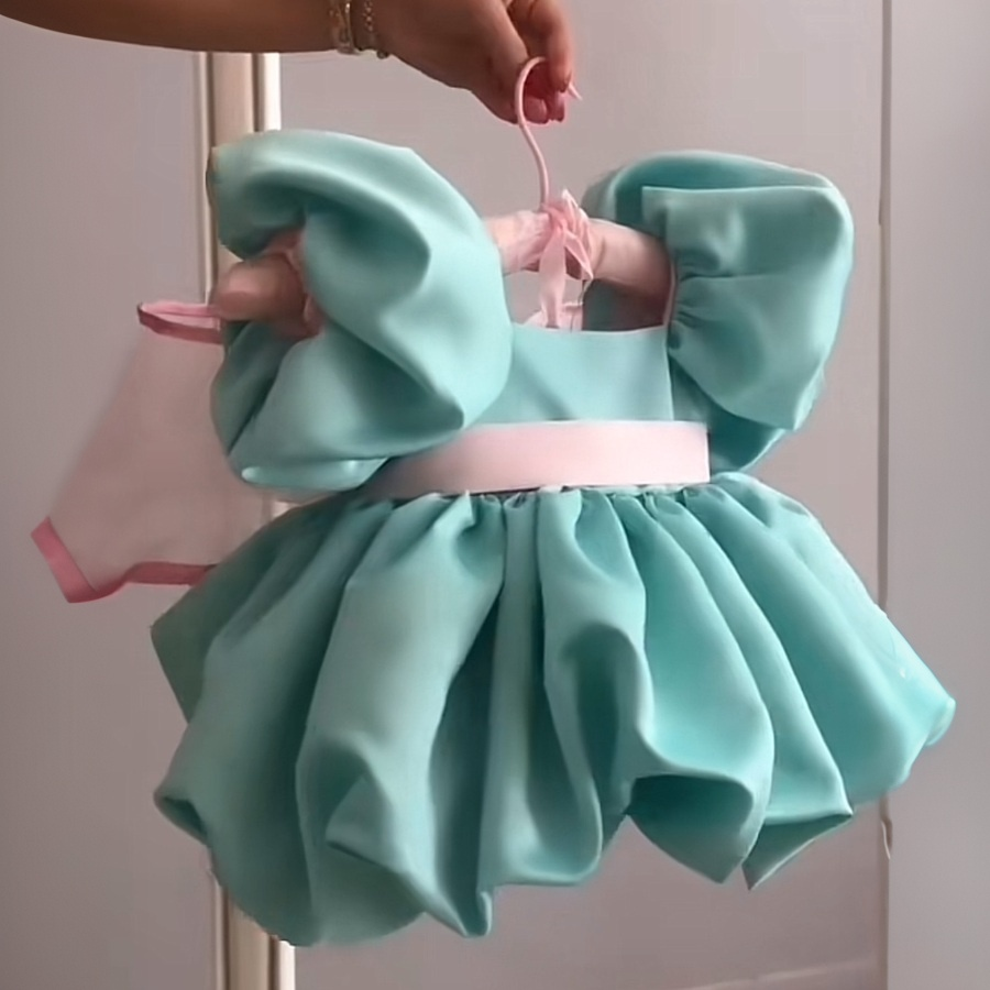 Satin Bow Short Sleeve Short Dresses - image 2