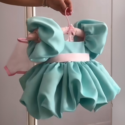 Satin Bow Short Sleeve Short Dresses - image 2