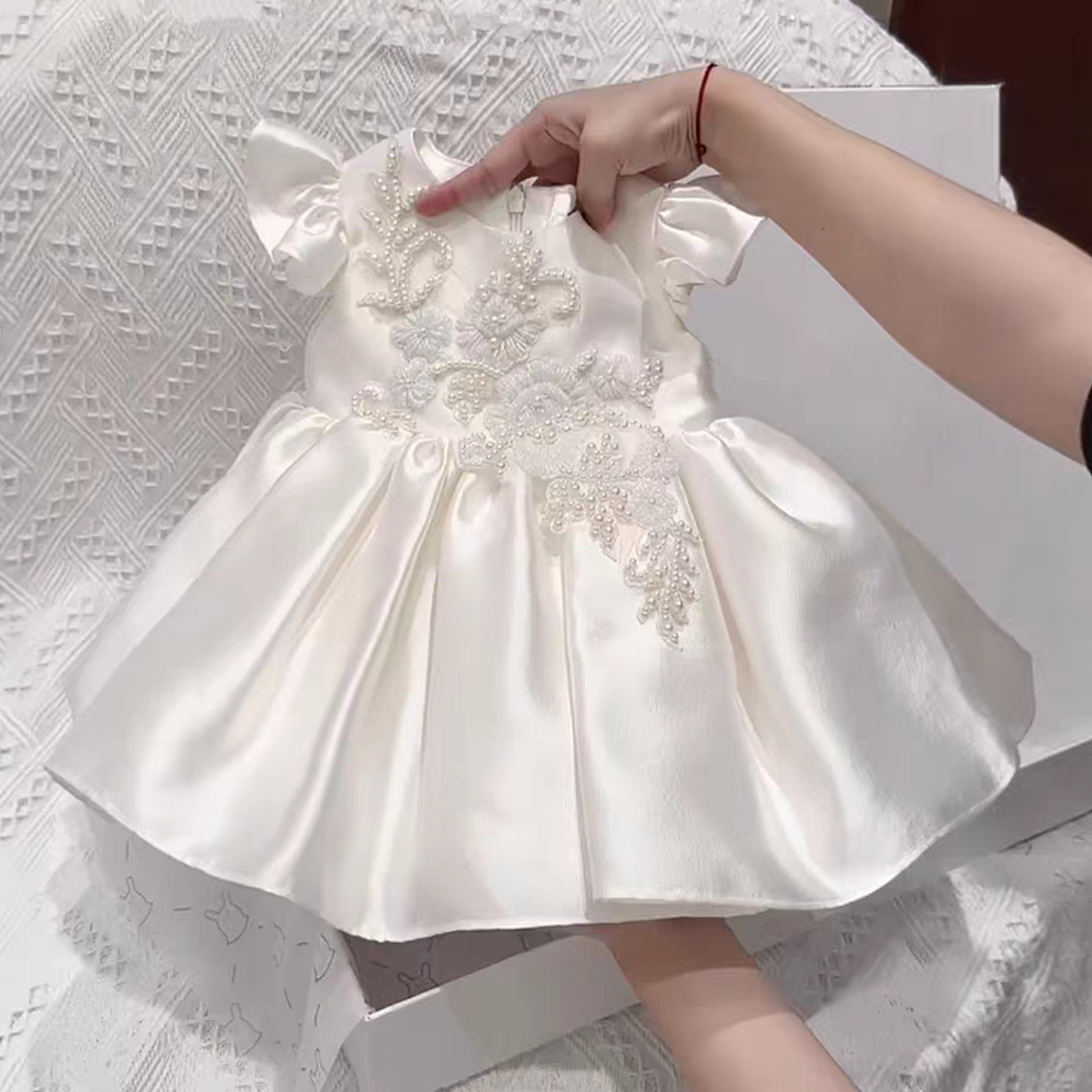 Satin Embellished Short Sleeve Midi Dresses - image 5