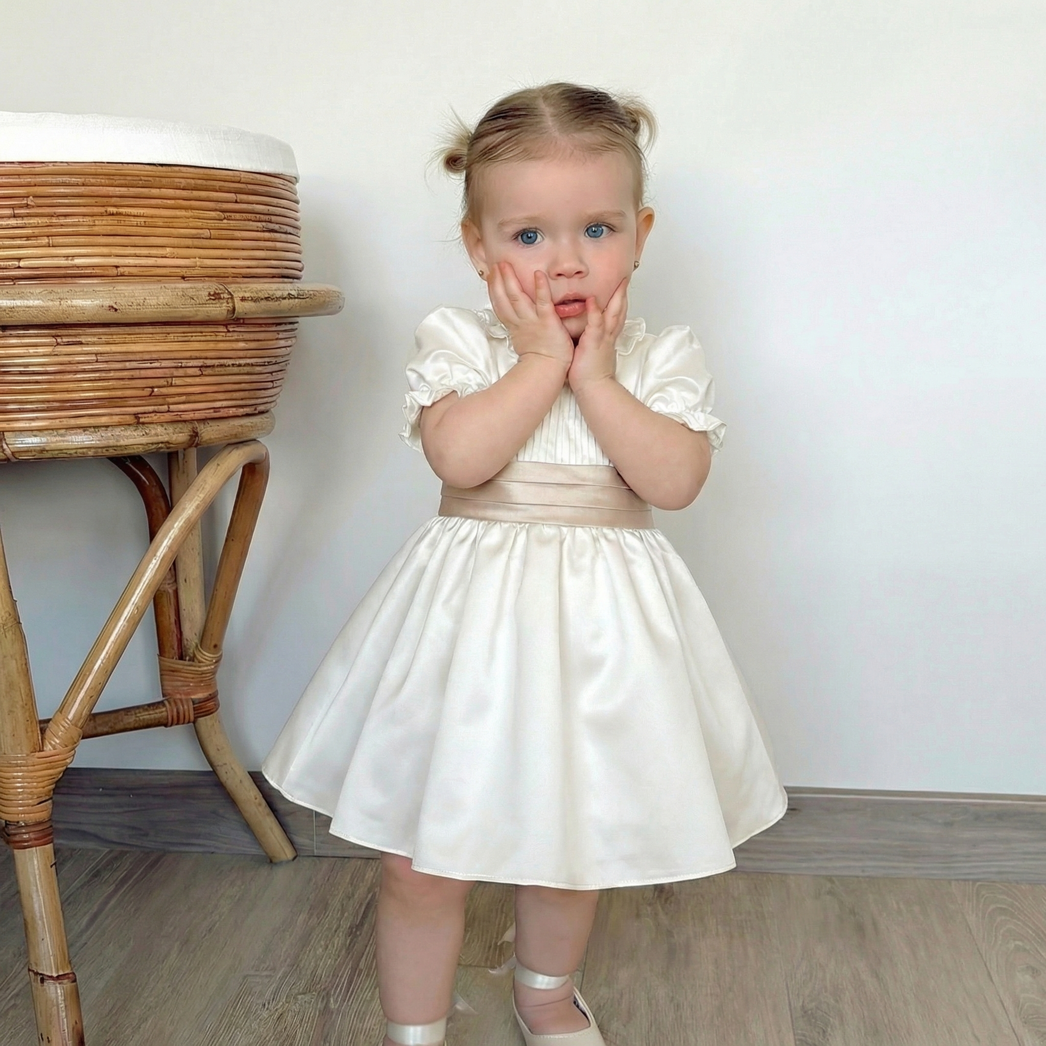 Satin Bow Short Sleeve Midi Dresses - image 2