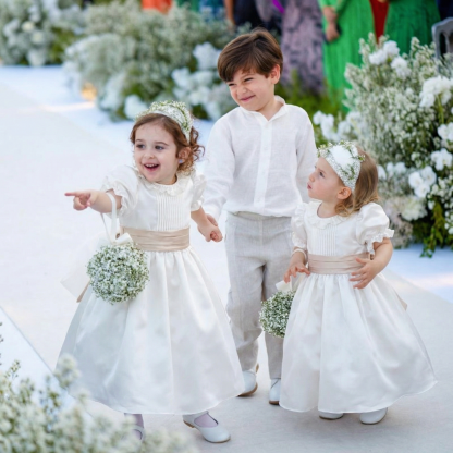 Satin Bow Short Sleeve Midi Dresses - image 3