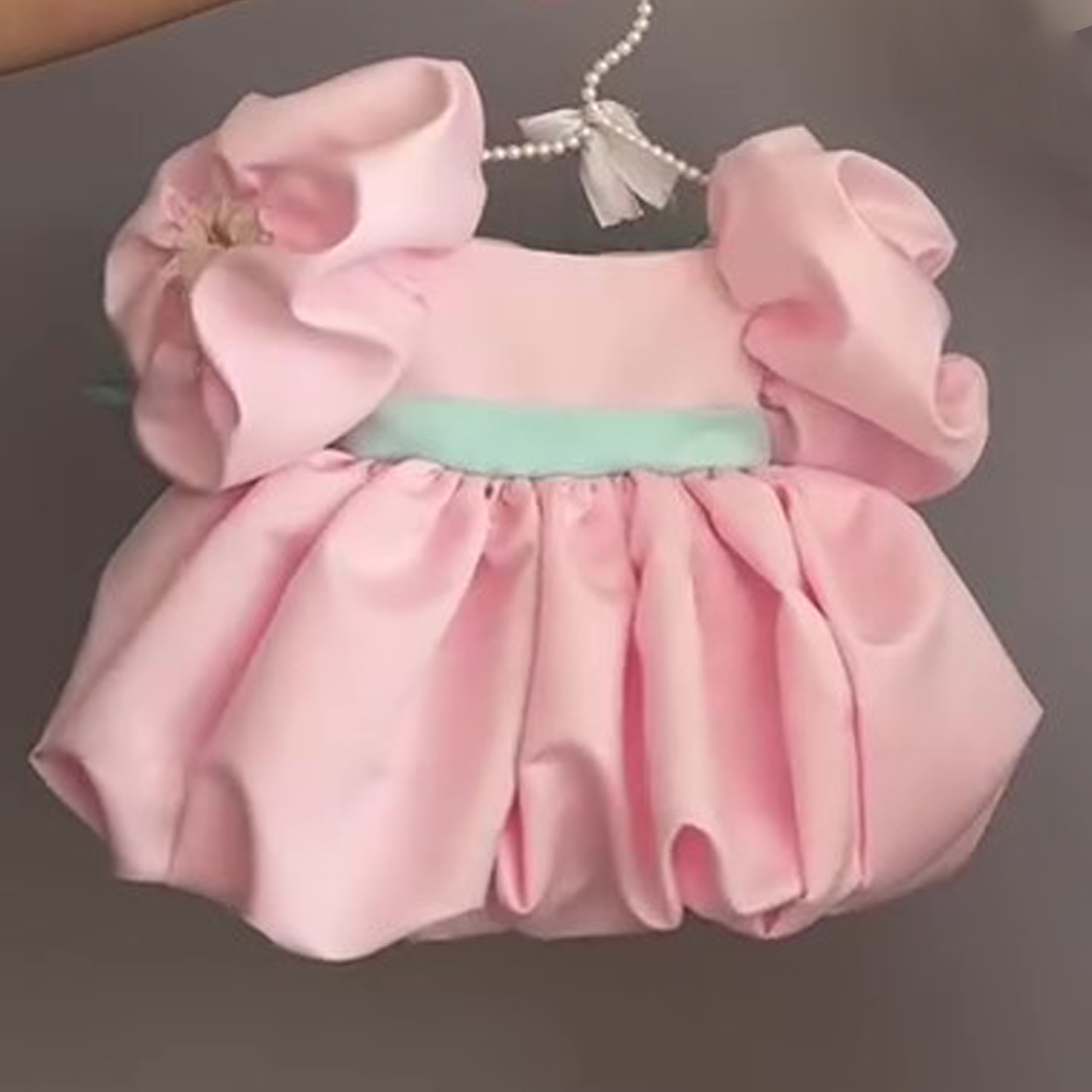 Satin Bow Short Sleeve Short Dresses - image 3