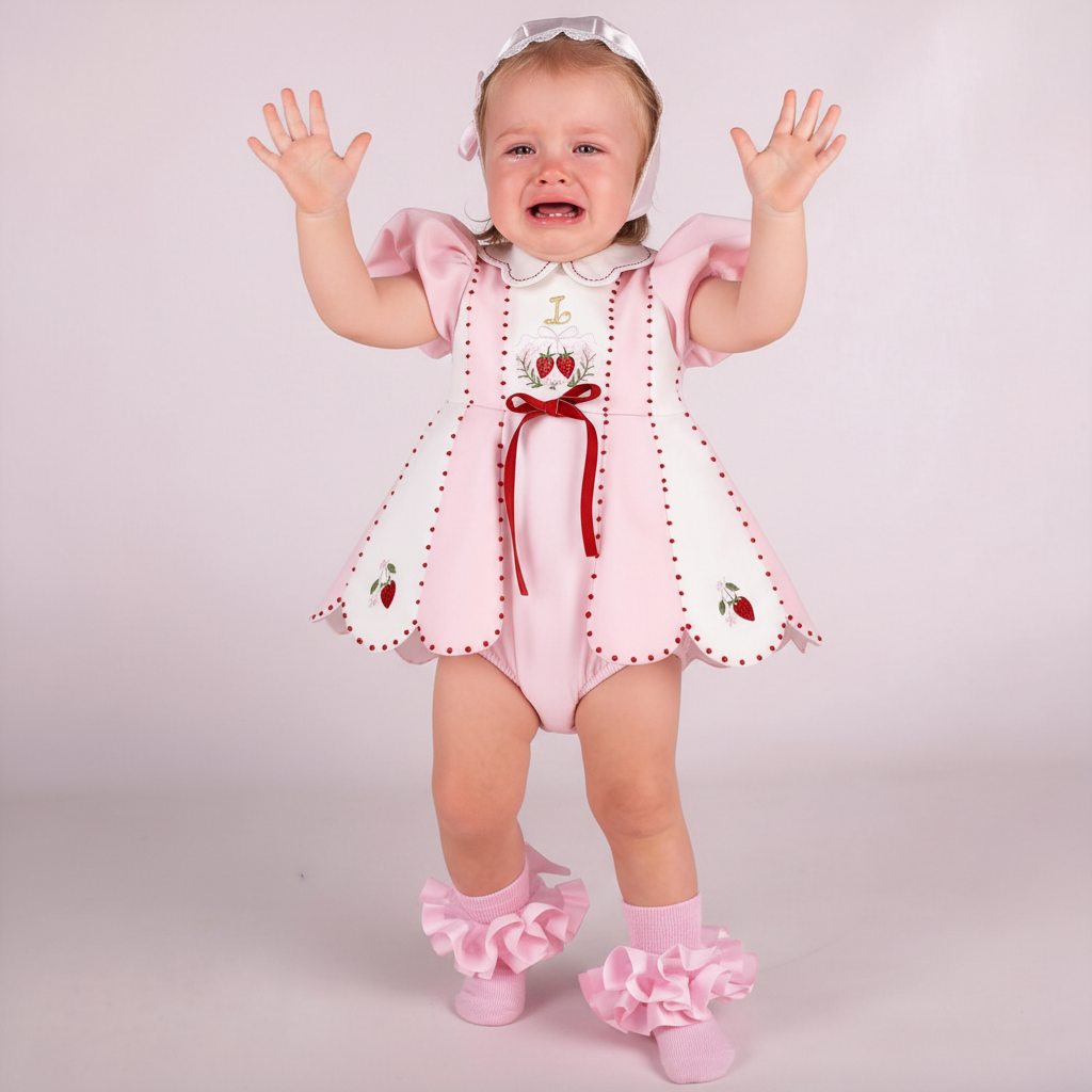 Satin Pearl Split Joint Short Sleeve Shorts Bodysuit - Pink - 2-3Y - image 1