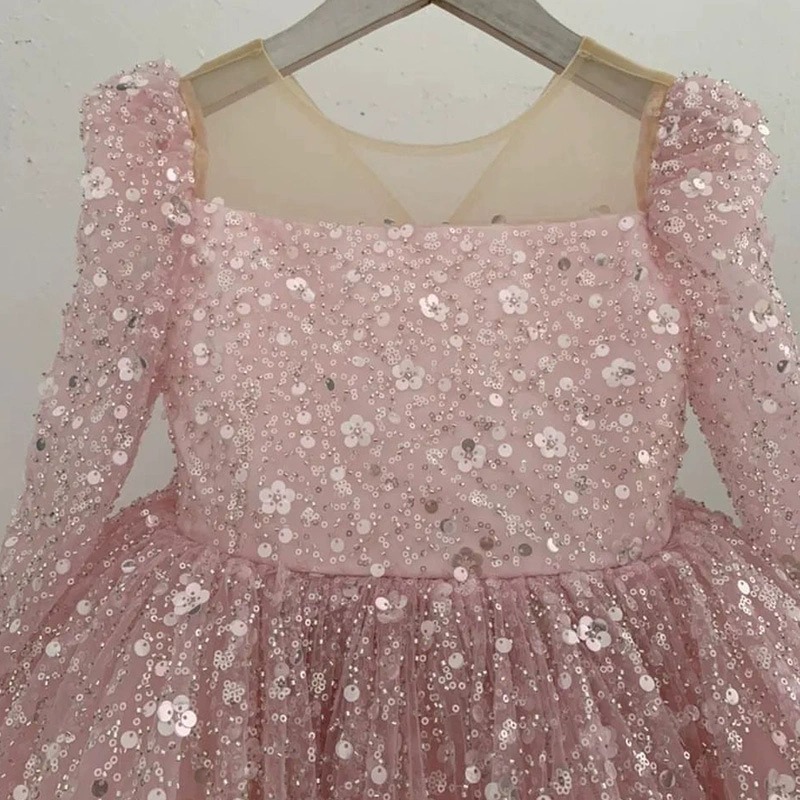 Glitter Sequins Long Sleeve Midi Dresses - image 5