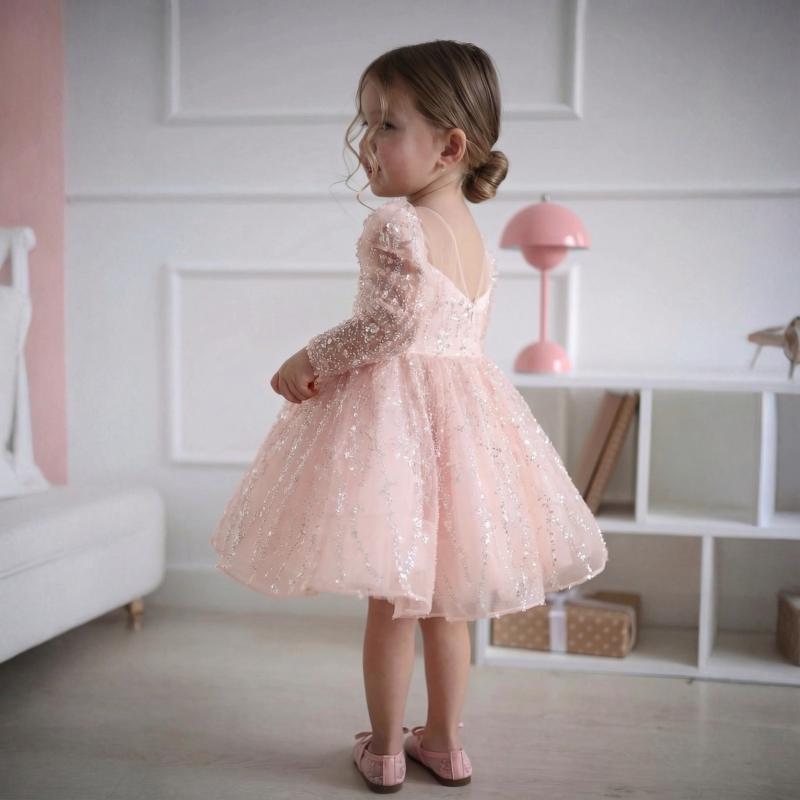 Glitter Sequins Long Sleeve Midi Dresses - image 2