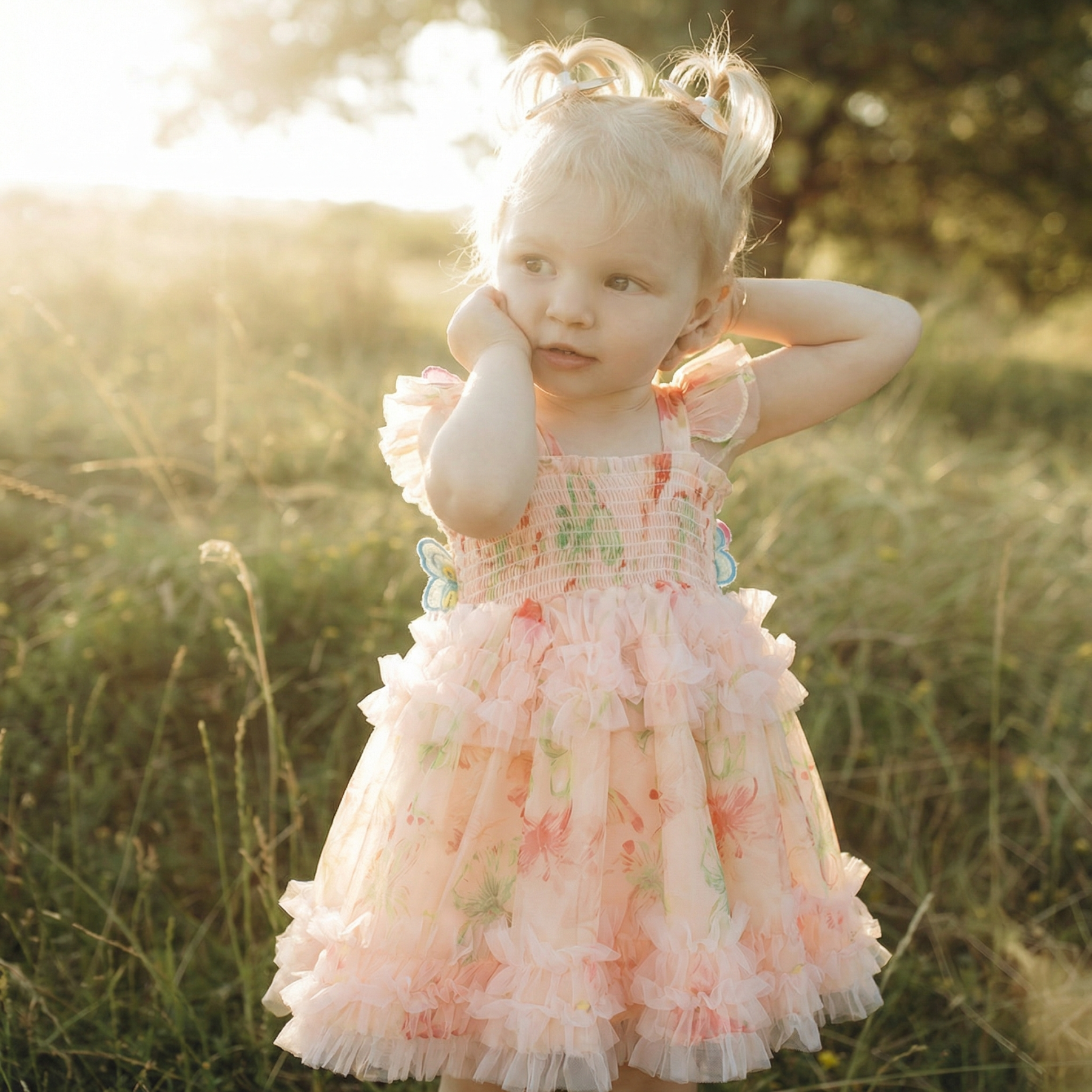 Chemical Fiber Blend Butterfly Sleeveless Midi Dresses - image 1