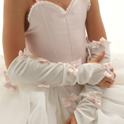 Solid With Bow Ballet Gloves - image 2