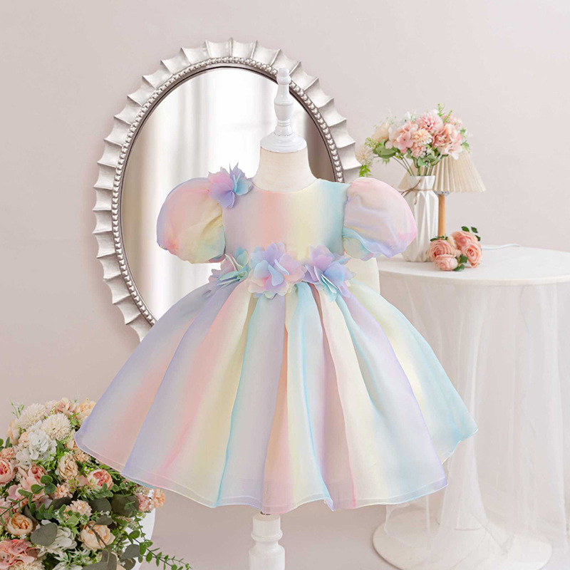 Organza Applique Short Sleeve Short Dresses - image 3