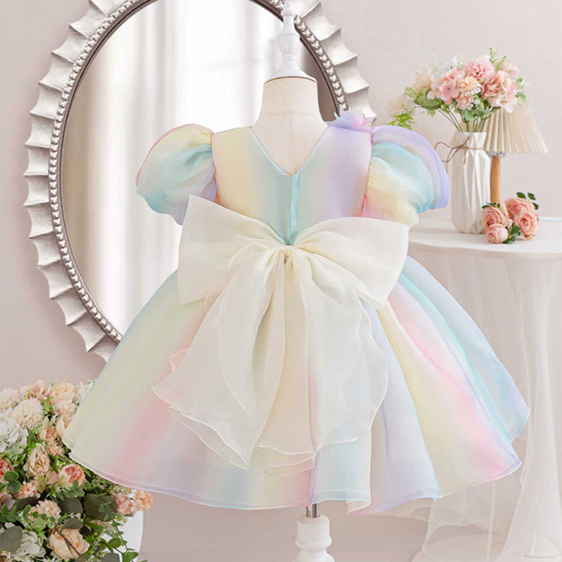 Organza Applique Short Sleeve Short Dresses - image 5