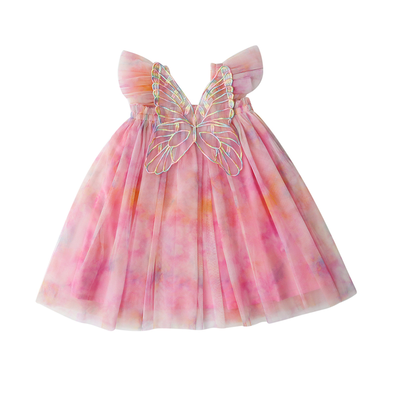 Mesh Butterfly Sleeveless Midi Dresses - Vivid Rainbow - 7-8Y - image 5