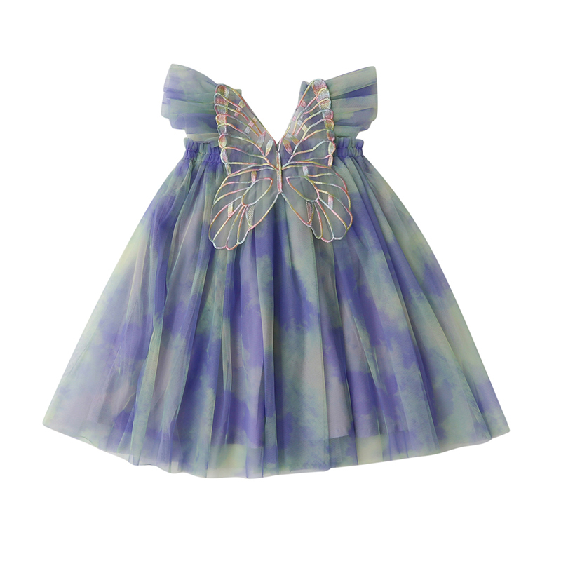 Mesh Butterfly Sleeveless Midi Dresses - Colorful Bridge - 7-8Y - image 6