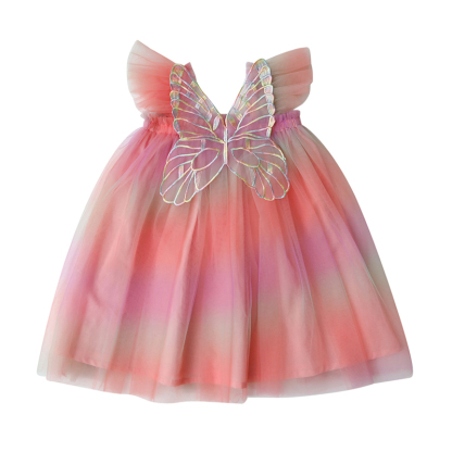 Mesh Butterfly Sleeveless Midi Dresses - Shining Rainbow - 7-8Y - image 9