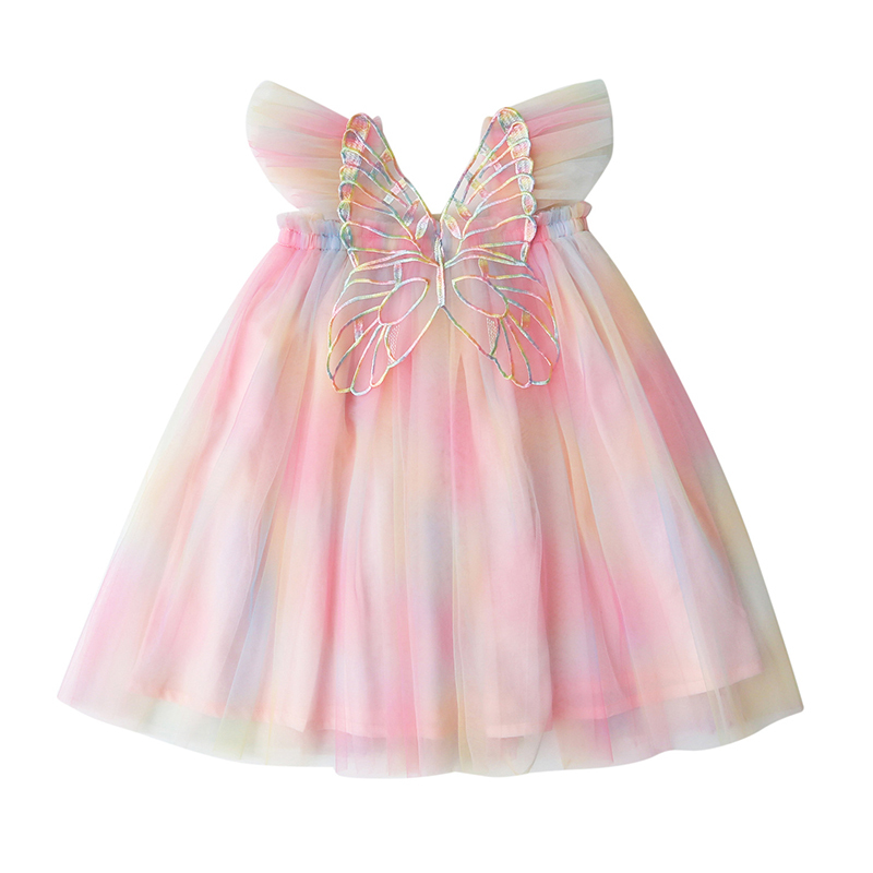 Mesh Butterfly Sleeveless Midi Dresses - Rainbow Rain - 7-8Y - image 10
