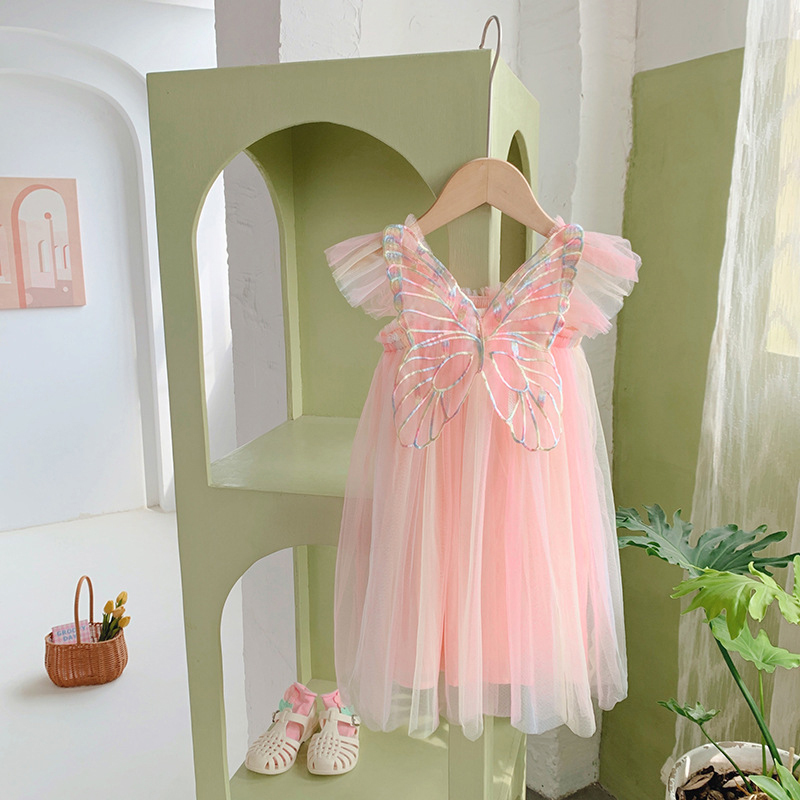 Mesh Butterfly Sleeveless Midi Dresses - Fresh Rainbow - 7-8Y - image 3