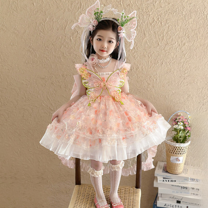 Mesh Applique Sleeveless Short Dresses With Bow Train - image 5