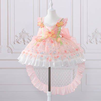 Mesh Applique Sleeveless Short Dresses With Bow Train - image 2