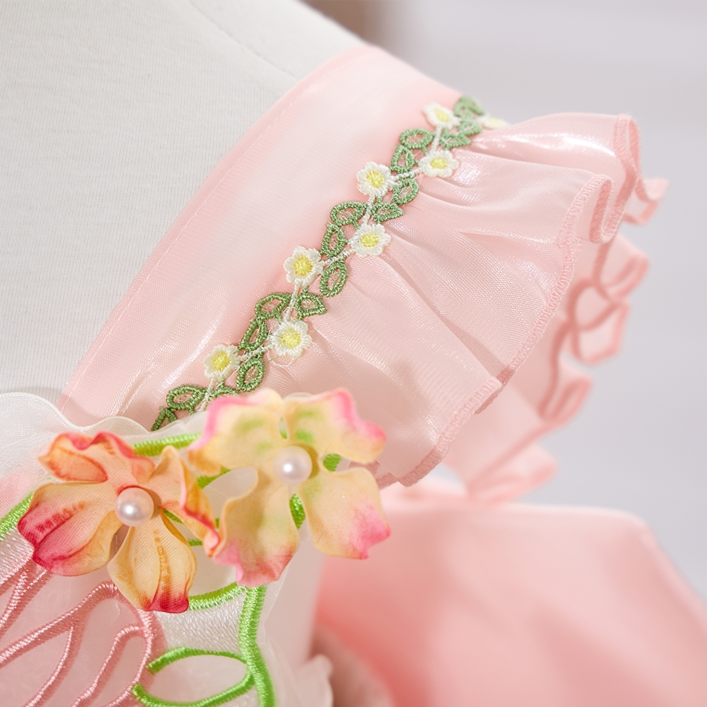 Mesh Applique Sleeveless Short Dresses With Bow Train - image 12