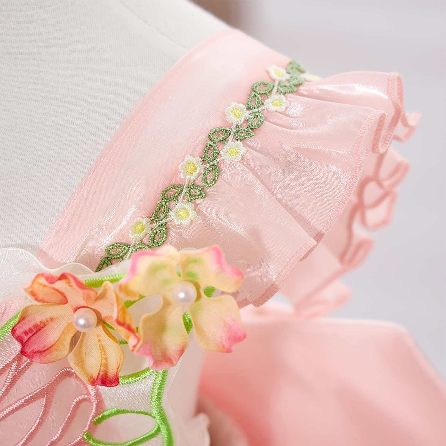 Mesh Applique Sleeveless Short Dresses With Bow Train - image 12