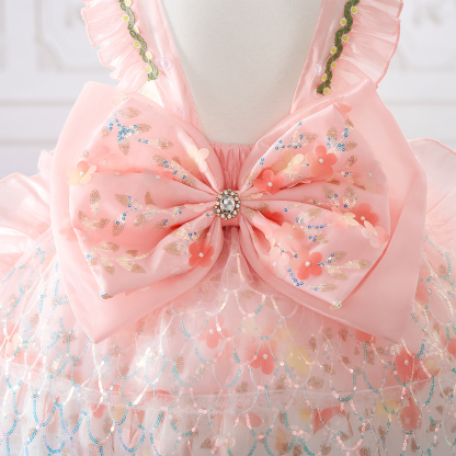 Mesh Applique Sleeveless Short Dresses With Bow Train - image 18