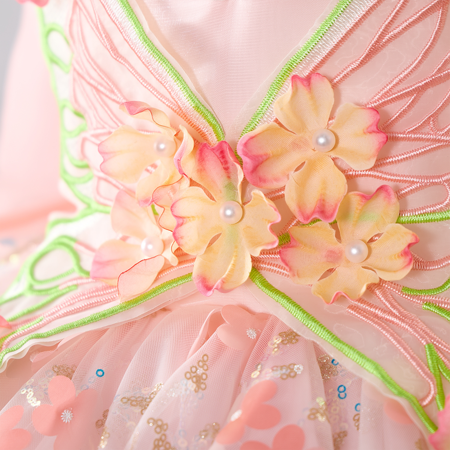 Mesh Applique Sleeveless Short Dresses With Bow Train - image 14