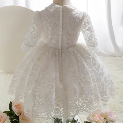 Lace Buttoned Half Sleeve Midi Dresses - image 6