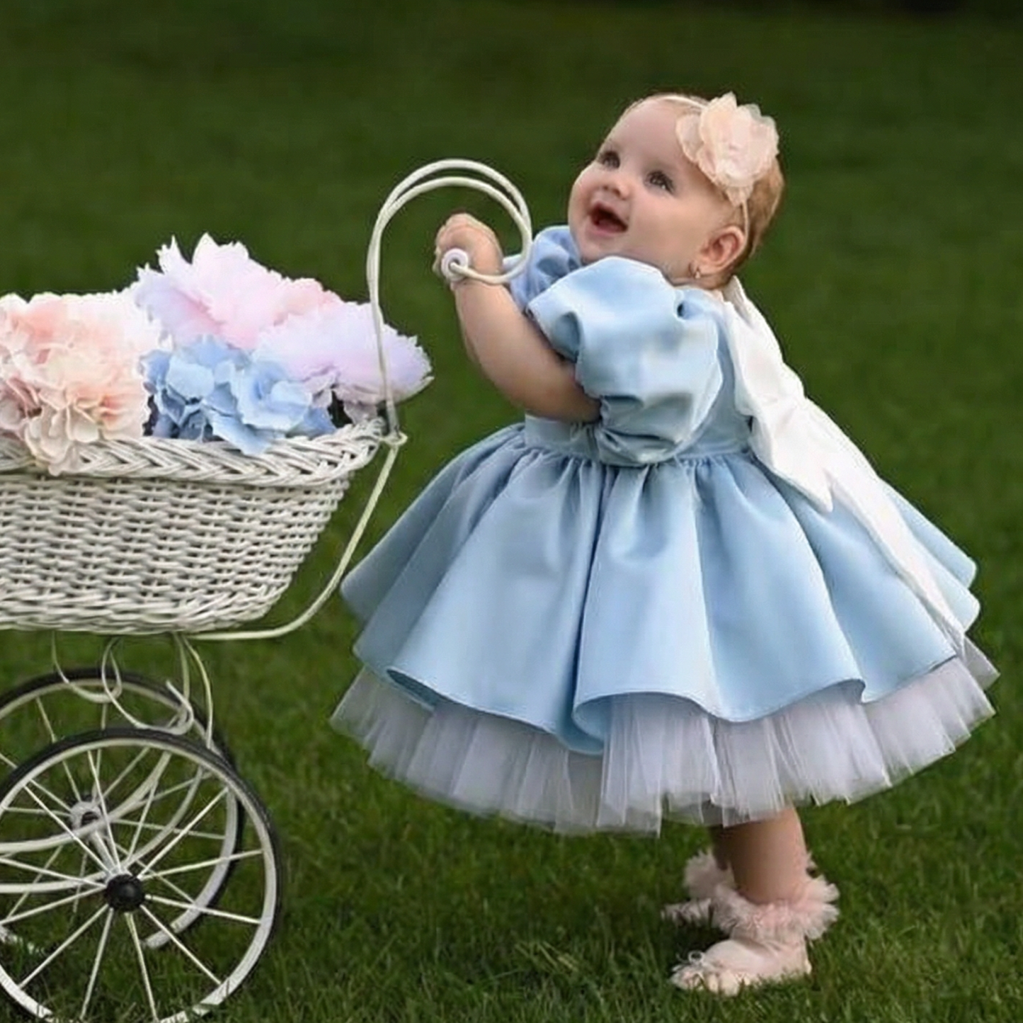 Satin Bow Short Sleeve Midi Dresses - image 3