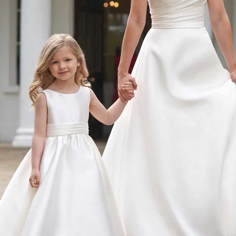 Satin Bow Sleeveless Mid-long Dresses - image 2