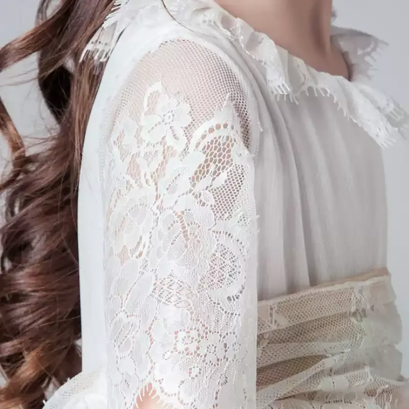 Lace Bow Half Sleeve Mid-long Dresses - image 12